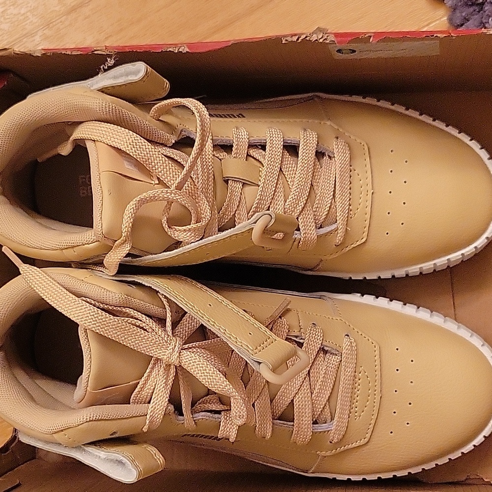 Puma Tan Platform Sneakers Suede Casual